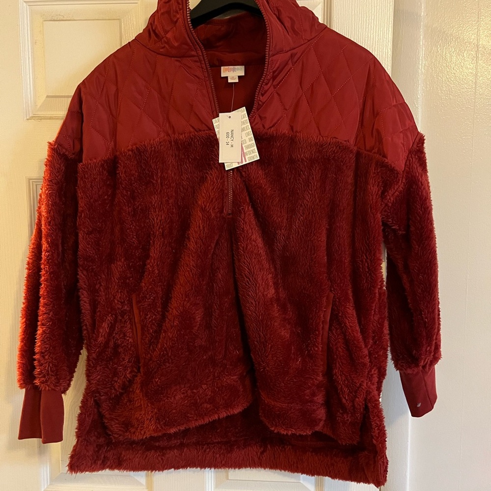 LuLaRoe Burgundy Quilted Fleece Jacket